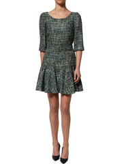 Dolce & Gabbana Multicolor Tweed Belted Babydoll Mini Dress