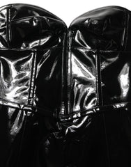 Dolce & Gabbana Black Patent Leather Corset Style Mini Dress