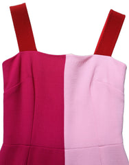 Dolce & Gabbana Two Tone Pink Wool Sleeveless Midi Dress