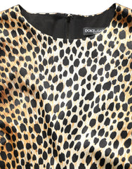 Dolce & Gabbana Brown Ocelot Print Long Sleeve Mini Dress