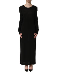 Dolce & Gabbana Black Cotton Long Sleeves Sheath Maxi Dress