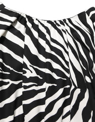 Dolce & Gabbana Black White Zebra Ruched Silk Mini Dress