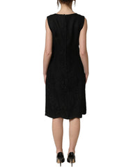 Dolce & Gabbana Black Floral Lace Sleeveless Shift Dress