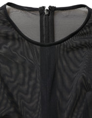 Dolce & Gabbana Black Long Sleeve Sheer Fitted Maxi Dress