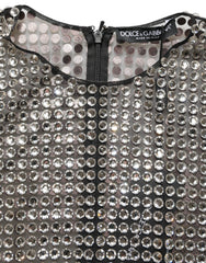 Dolce & Gabbana Beige Crystal Embellished Long Gown Dress