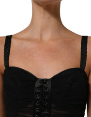 Dolce & Gabbana Sleeveless V-neck Shift Knee Length Black