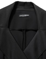 Dolce & Gabbana Black Nylon Double Breasted Coat Jacket