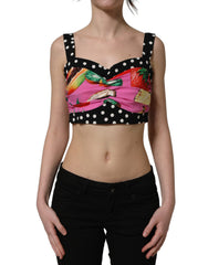 Dolce & Gabbana Multicolor Silk Cropped Bustier Corset Top