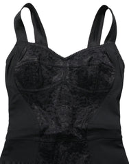 Dolce & Gabbana Black Floral Lace Corset Bodycon Bodysuit