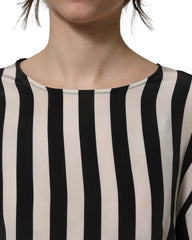 Dolce & Gabbana Black White Stripes Round Neck Blouse Top