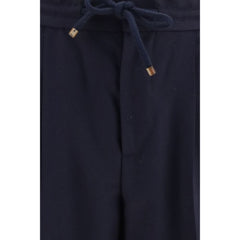 Brunello Cucinelli Blue Wool Oves Aries Casual Pants