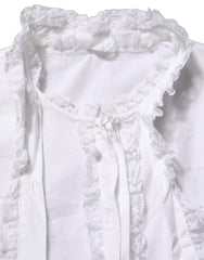 Dolce & Gabbana White Ruffled Lace Embellished Blouse Top