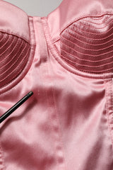 Dolce & Gabbana Pink Silk Satin Padded Bra Corset Style Top