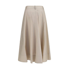 Brunello Cucinelli Beige Cotton Midi Skirt