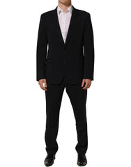 Dolce & Gabbana Black Wool Slim Fit Formal Men 2 Piece Suit