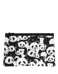 Dolce & Gabbana Black White Panda Print Nylon Clutch Men Pouch Borse Bag