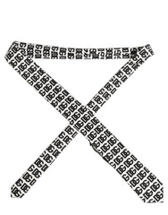 Dolce & Gabbana White Black Logo Monogram Wide Adjustable Men Necktie Tie