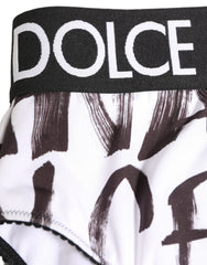 Dolce & Gabbana White Black Graphic Logo High Brief Underwear