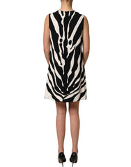 Dolce & Gabbana Black White Zebra Print Viscose Mini Dress