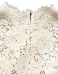 Dolce & Gabbana White Cotton Corded Lace Sleeveless Midi Dress
