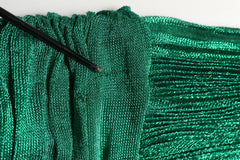Dolce & Gabbana Metallic Green Sleeveless Plissé Gown Dress