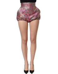 Dolce & Gabbana Pink Floral HighWaist Jacquard Hotpants Shorts