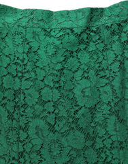 Dolce & Gabbana Green Lace High Waist Mermaid Midi Skirt