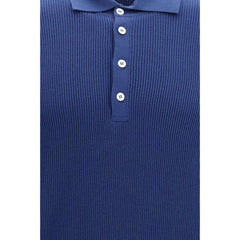 Brunello Cucinelli Blue Cotton Polo Shirt