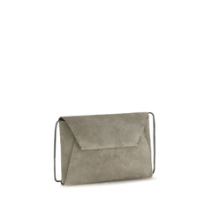 Brunello Cucinelli Gray Calf Leather Bos Taurus Shoulder Bag