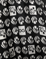 Dolce & Gabbana Black White Silk Men Wrap Robe Coat Jacket