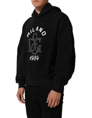 Dolce & Gabbana Black Cotton Milano1984 Print Hoodie Sweater