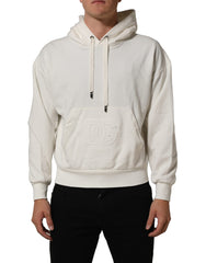 Dolce & Gabbana White Logo Hooded PulloverSweatshirt Sweater