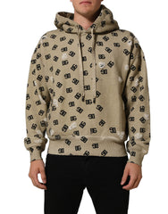 Dolce & Gabbana Brown Cotton Logo Hooded Sweatshirt Sweater