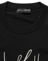 Dolce & Gabbana Black DG Embroidered Crew Neck Pullover Men Sweater