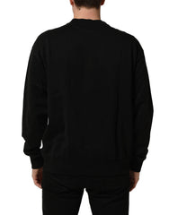 Dolce & Gabbana Black Cotton Logo Print Sweatshirt Sweater