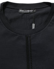 Dolce & Gabbana Dark Blue Cotton Round Neck Pullover Sweater