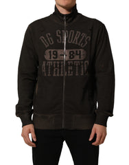 Dolce & Gabbana Brown Logo Print Full Zip Sweatshirt Sweater