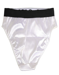 Dolce & Gabbana White Satin High-Waist Brief Logo Women Underwear