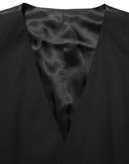 Dolce & Gabbana Black Wool Stretch Waistcoat Formal Vest