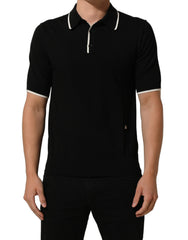 Dolce & Gabbana Black Cotton Collared Short Sleeves Polo T-shirt