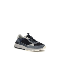 Brunello Cucinelli Blue Calf Leather Bos Taurus Athletic Sneakers