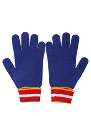 Dolce & Gabbana Blue Striped Wool DG Logo Embroidered Gloves