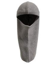Dolce & Gabbana Men Grey Wool Ribbed Knit Balaclava Wrap One Size Hat