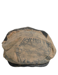 Dolce & Gabbana Brown Cotton Denim Newsboy Capello Cabbie Hat