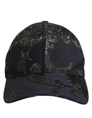Dolce & Gabbana Men Black Floral Barocco Cotton Baseball Cap Hat