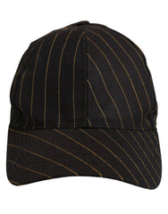Dolce & Gabbana Black Gold Pinstriped Cotton Baseball Cap Hat