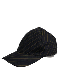Dolce & Gabbana Black Gold Pinstriped Cotton Baseball Cap Hat