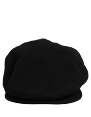 Dolce & Gabbana Men Black Wool Blend Flat Cloth Newsboy Cap Hat