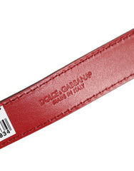Dolce & Gabbana Red Calfskin Leather Gold Buckle Belt Strap Bracelet