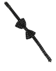 Dolce & Gabbana Black White Polka Dot Adjustable Neck Papillon Bow Tie